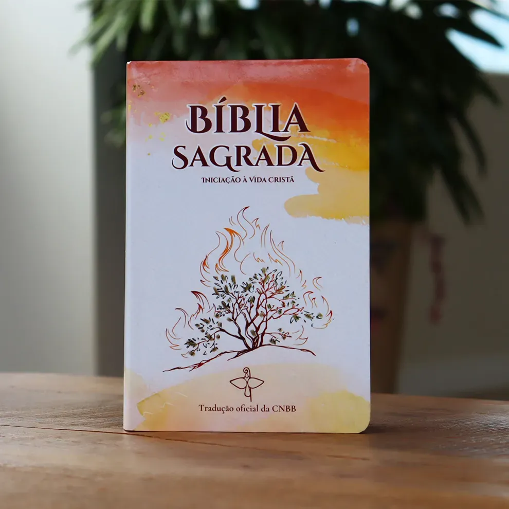 Capa da Bíblia Sagrada com destaque para o título "Dei Verbum", símbolo de revelação e fé católica, ideal para estudo e reflexão espiritual.