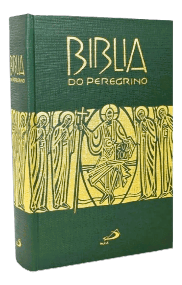 Bíblia do Peregrino com destaque para o documento Dei Verbum, importante para o entendimento da revelação divina na Igreja Católica. Capa verde com ilustração de Jesus e apóstolos, ideal para estudos.