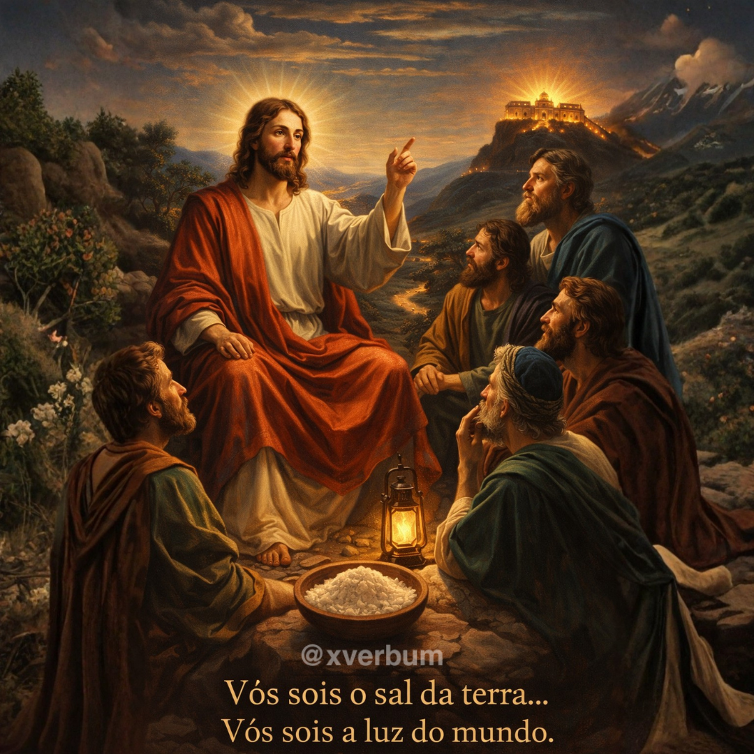 Sermão da Montanha. Jesus nos ensina a ser sal da terra e luz do mundo.