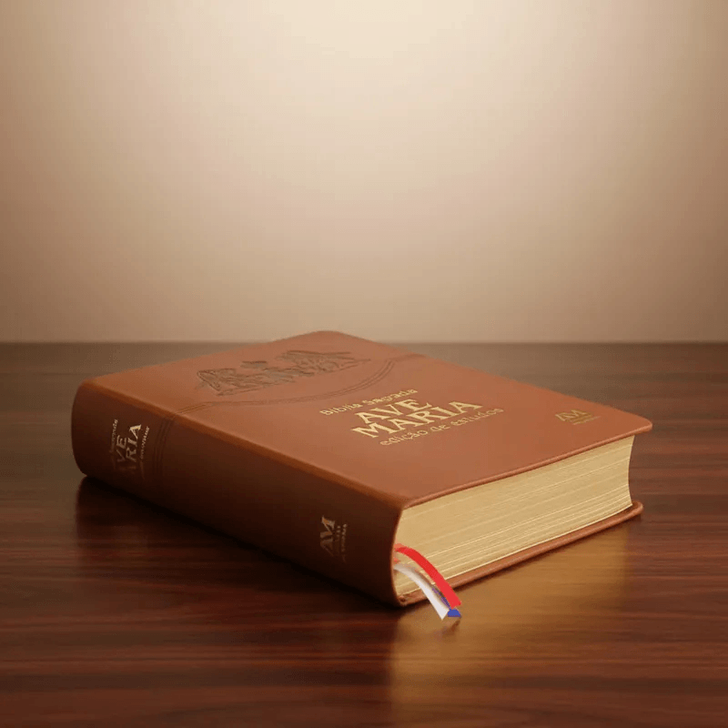 Bíblia Sagrada com detalhes em couroBíblia Sagrada Ave Maria Edição de Estudos