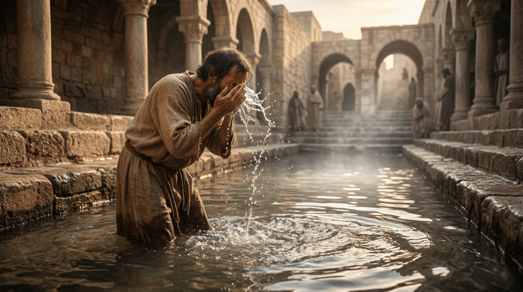 O cego foi, lavou-se e voltou enxergando. Jo 9, 7