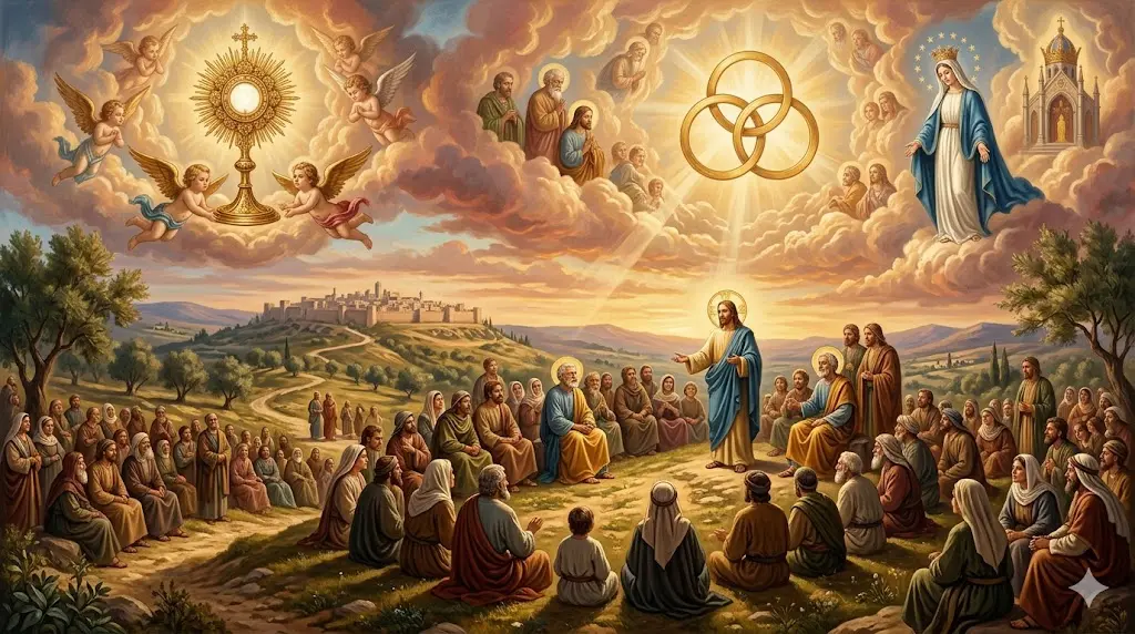 Composição teológica em estilo chiaroscuro para a reflexão exegética do 12º Domingo do Tempo Comum, com estética clássica e iluminação sacra.